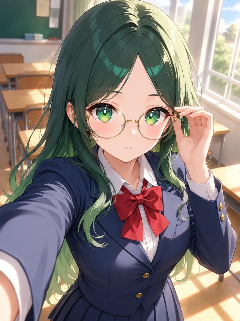 教室里的动漫女学生自拍