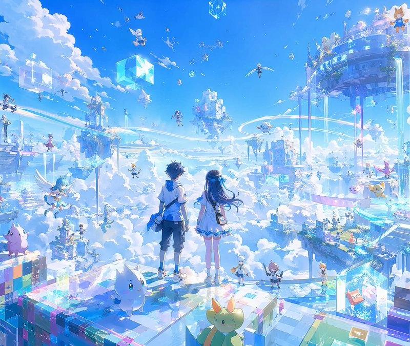 动漫风天空之城奇幻场景