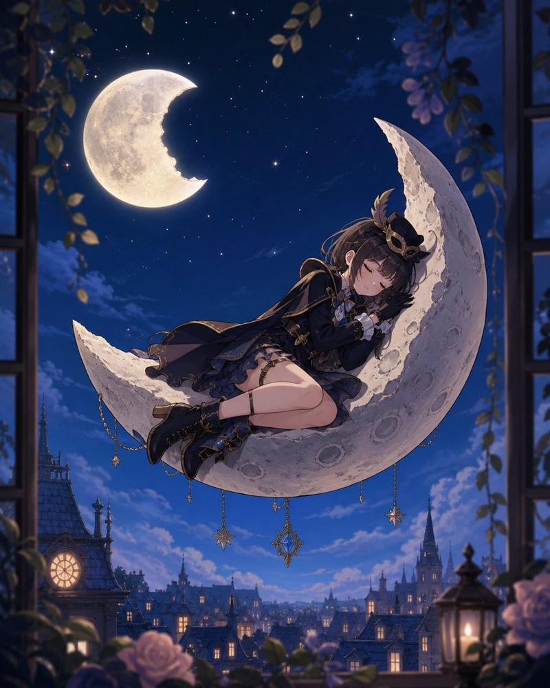 Anime Girl Sleeping on Stolen Moon