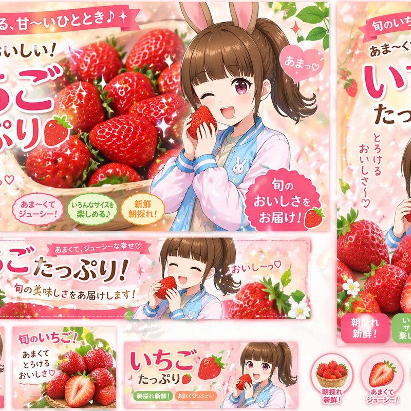 动漫草莓宣传横幅套装