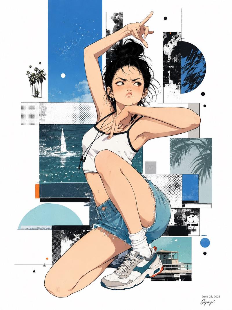 夏季动漫拼贴海报