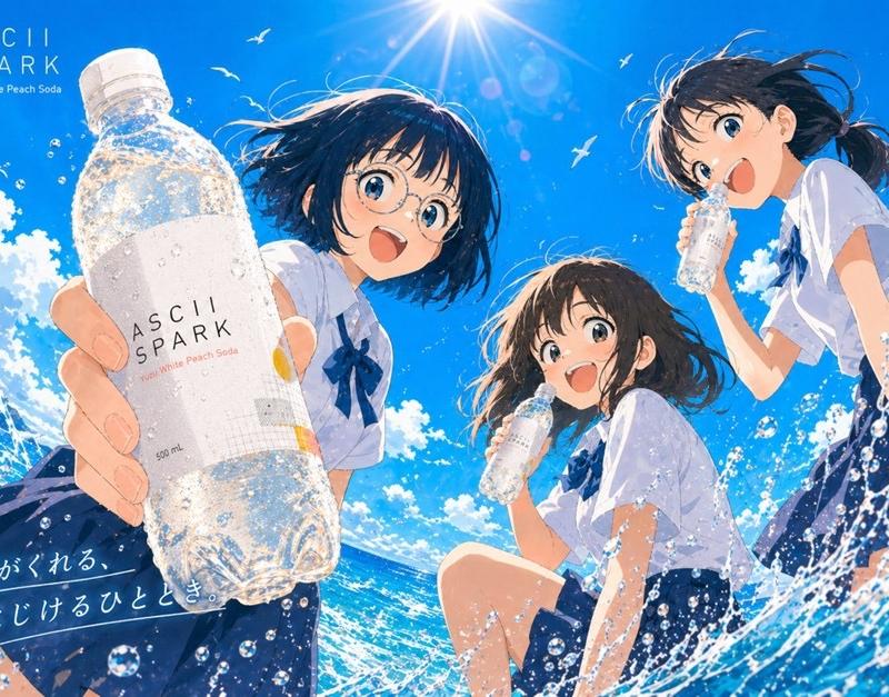 动漫风格夏季汽水广告海报