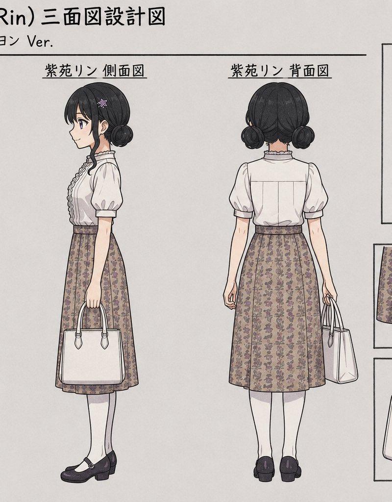 紫苑リン (Shion Rin) 三面图设计稿