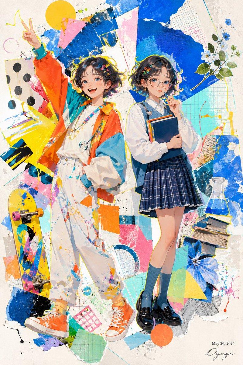 色彩斑斓的动漫双胞胎海报