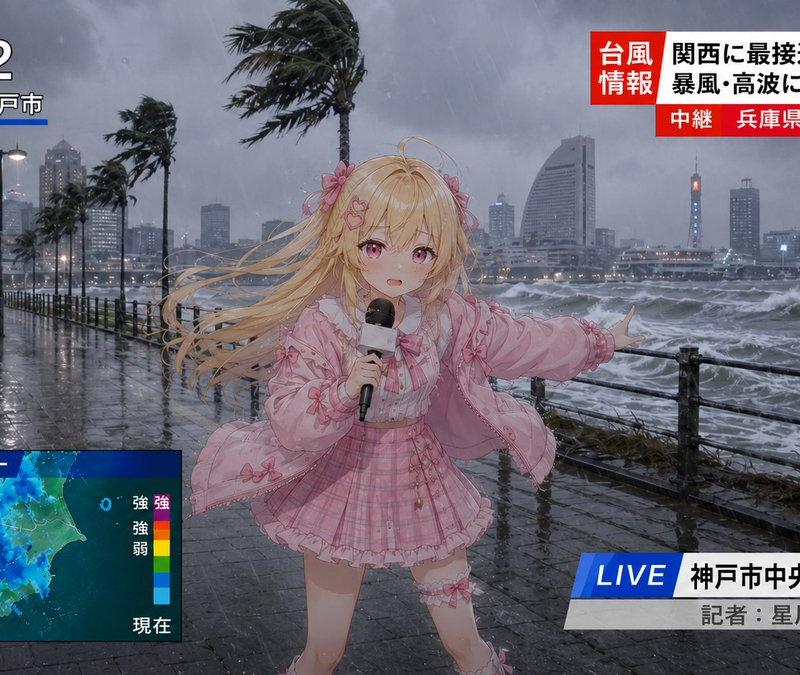 动漫台风现场新闻记者