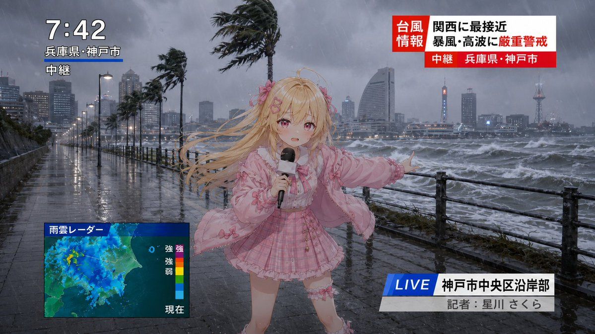 动漫台风现场新闻记者
