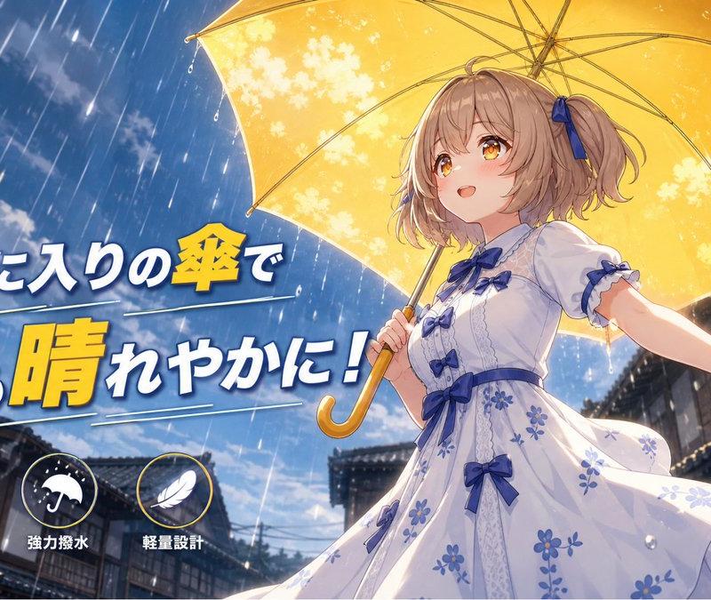 动漫风黄色雨伞广告海报