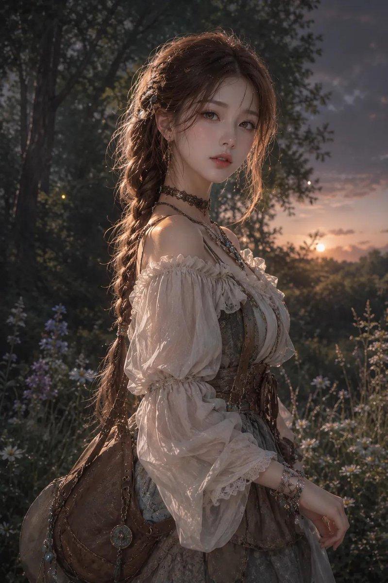 森林中的动漫风格韩国女性