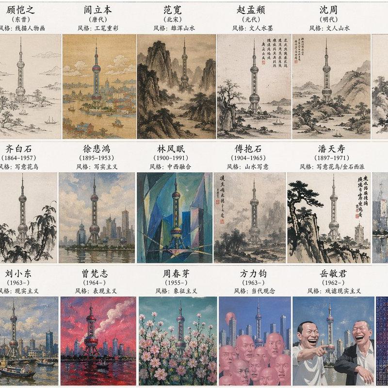 地标建筑的艺术风格合成