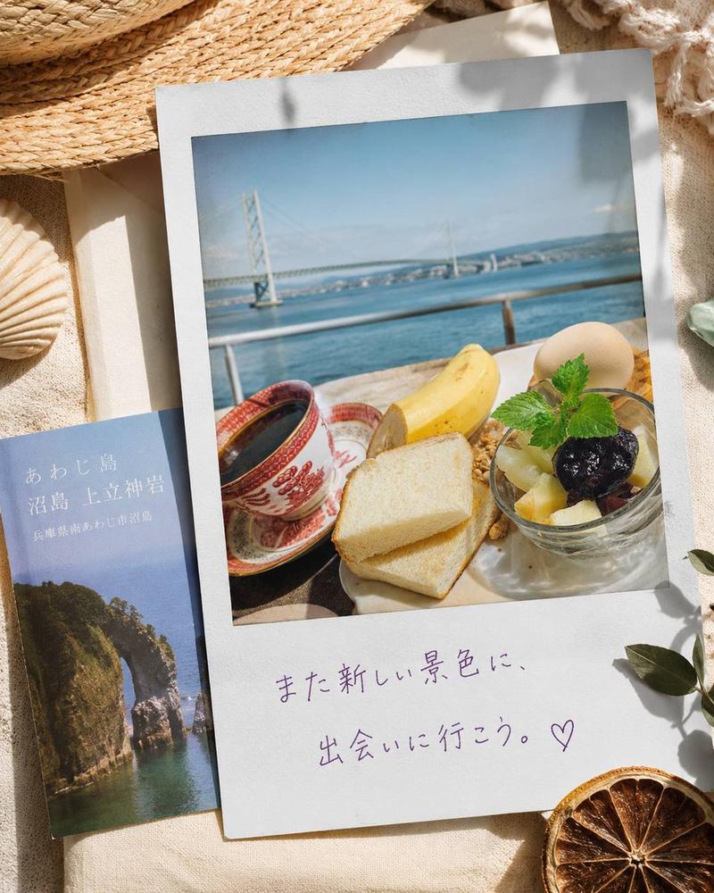 淡路岛宝丽来旅行平铺摄影