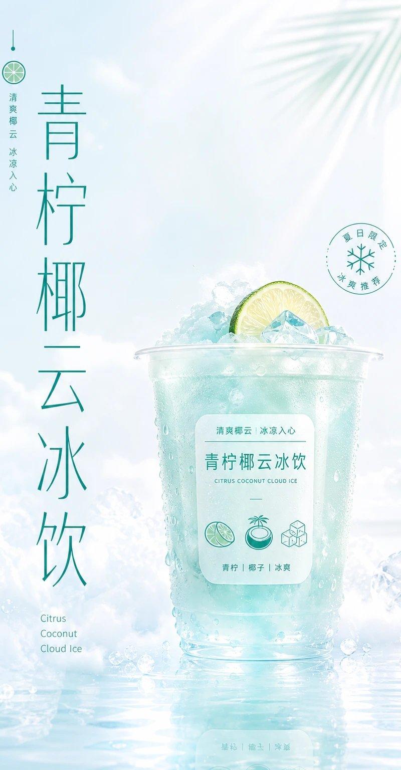 清爽青柠椰云冰饮海报