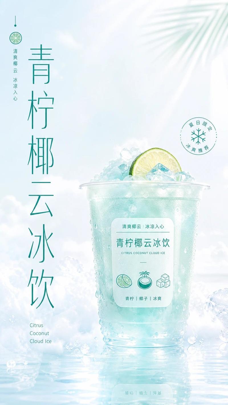 清爽青柠椰云冰饮海报