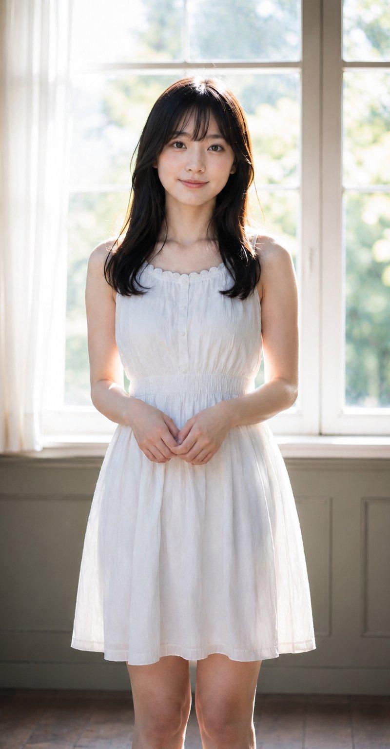 室内窗边背光人像