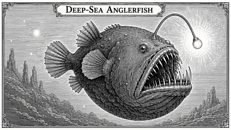 钞票雕刻风格的深海生物