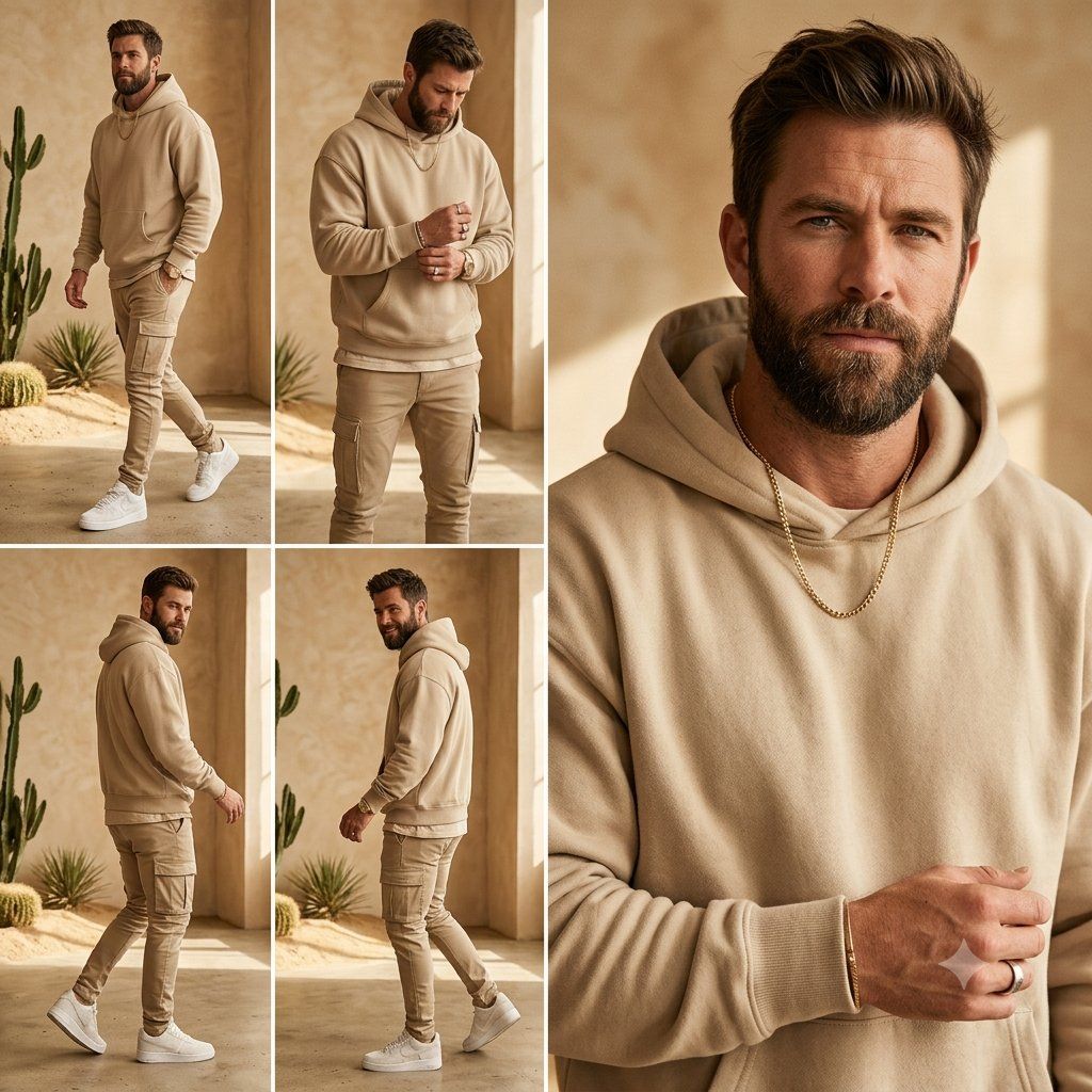 Beige Menswear Lookbook Collage
