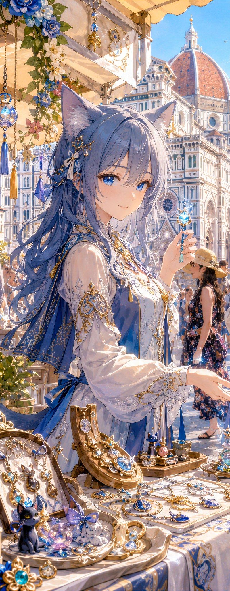 蓝色猫耳店主肖像