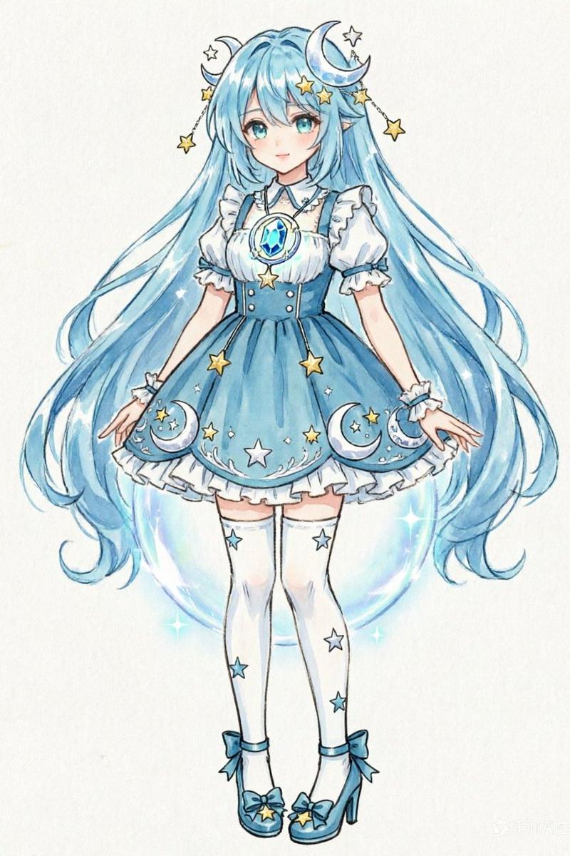 蓝色星空动漫少女设计