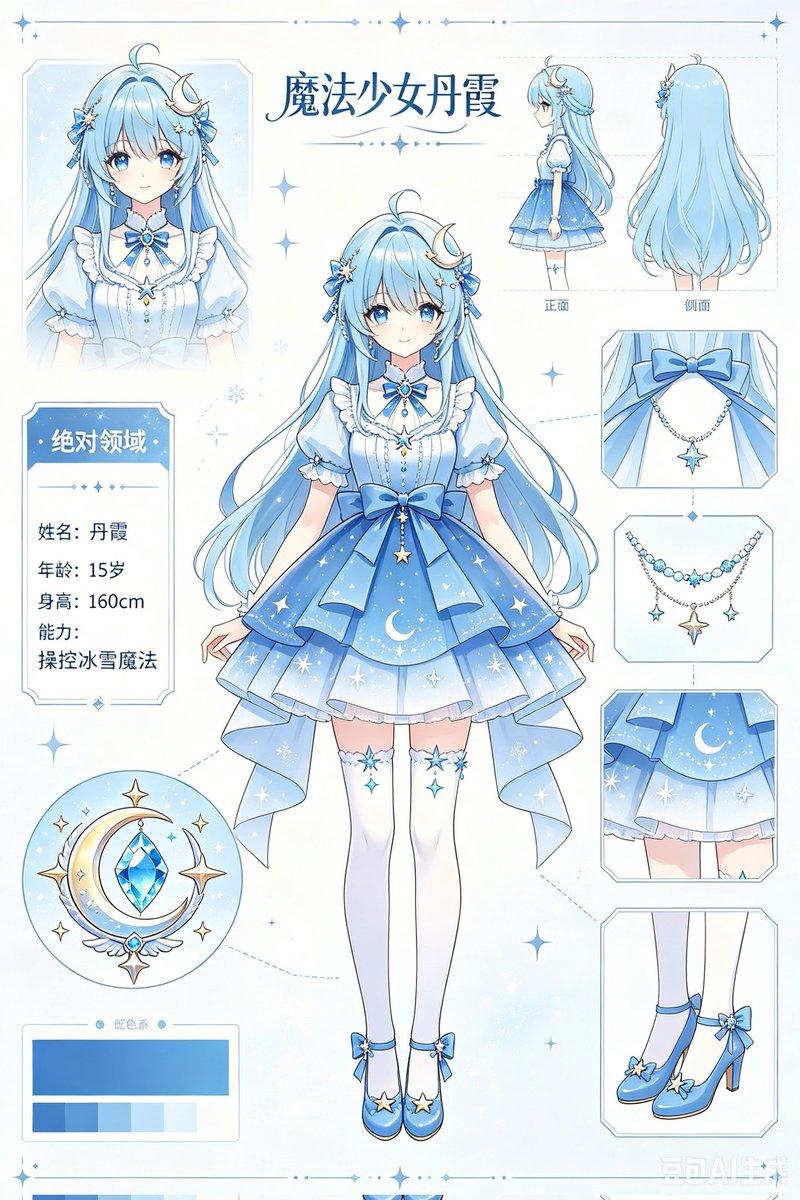 蓝色魔法少女参考图