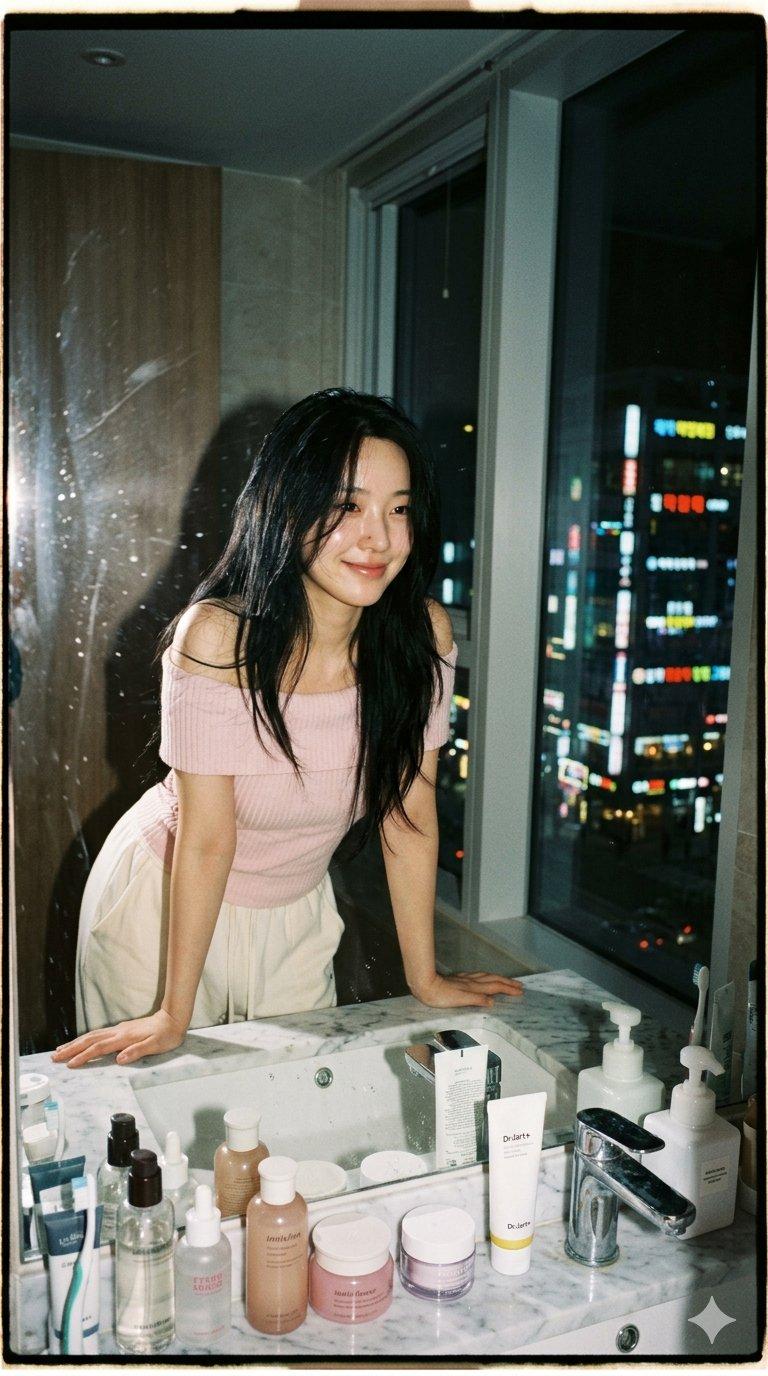 模糊镜面城市灯光人像