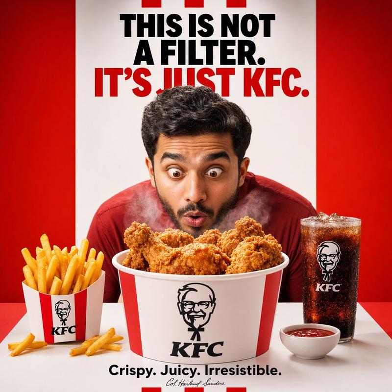 醒目的 KFC 食品广告海报