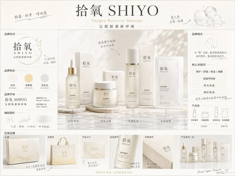 《品牌概念提案板》提示词: 请生成一张【画幅比例】的高完成度「品牌全案概念提案板 / Brand