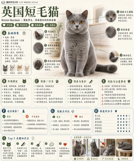 英国短毛猫百科图鉴卡片