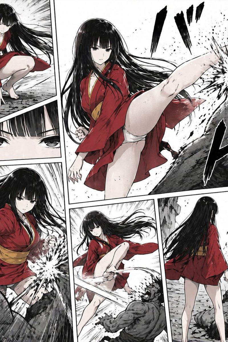 残酷的红衣和服漫画战斗页面