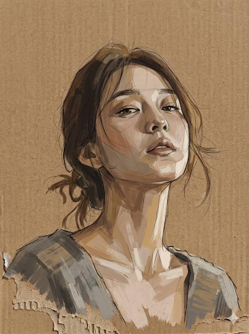 Cardboard Mixed Media Portrait