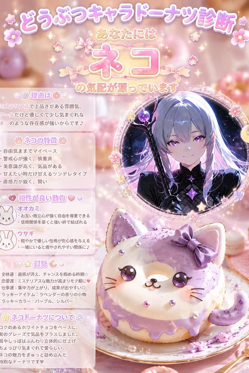 可爱猫咪甜甜圈性格诊断海报