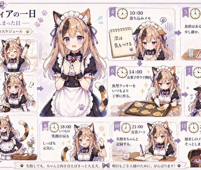 猫耳メイドの日常スケジュール・インフォグラフィック