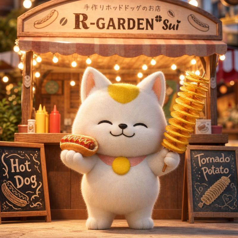 3D Cat Mascot Marche Stall