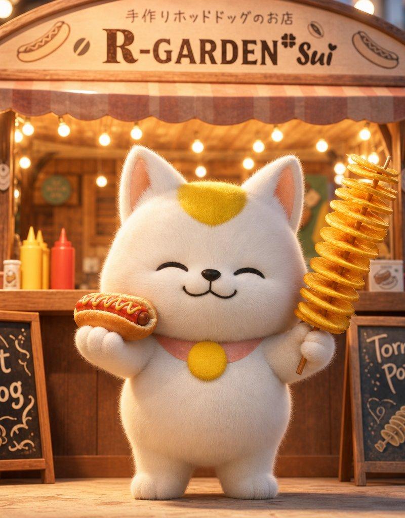 3D Cat Mascot Marche Stall