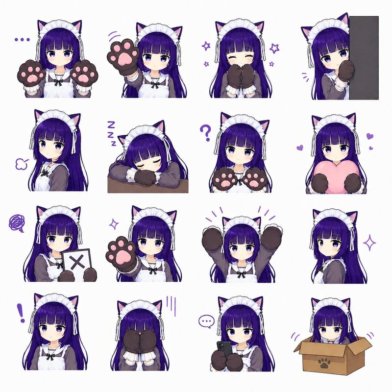 猫耳女仆表情包贴纸合集