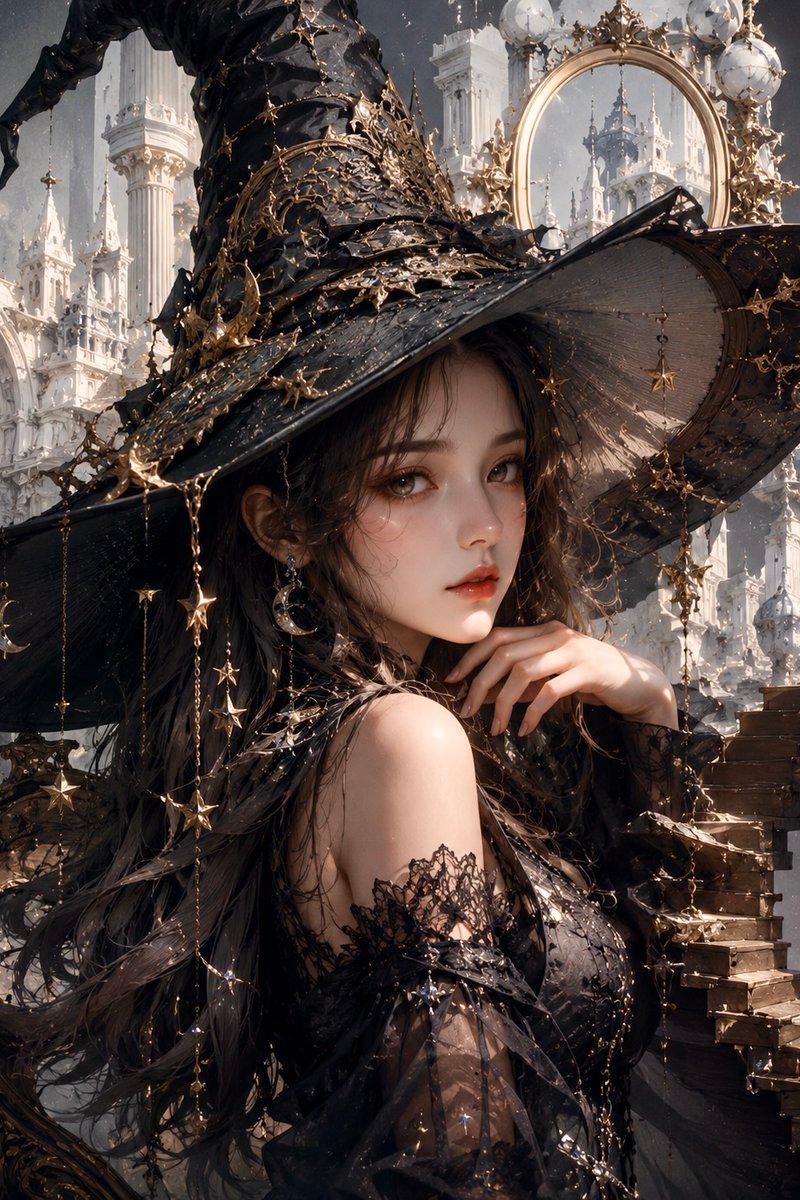 天体哥特女巫肖像