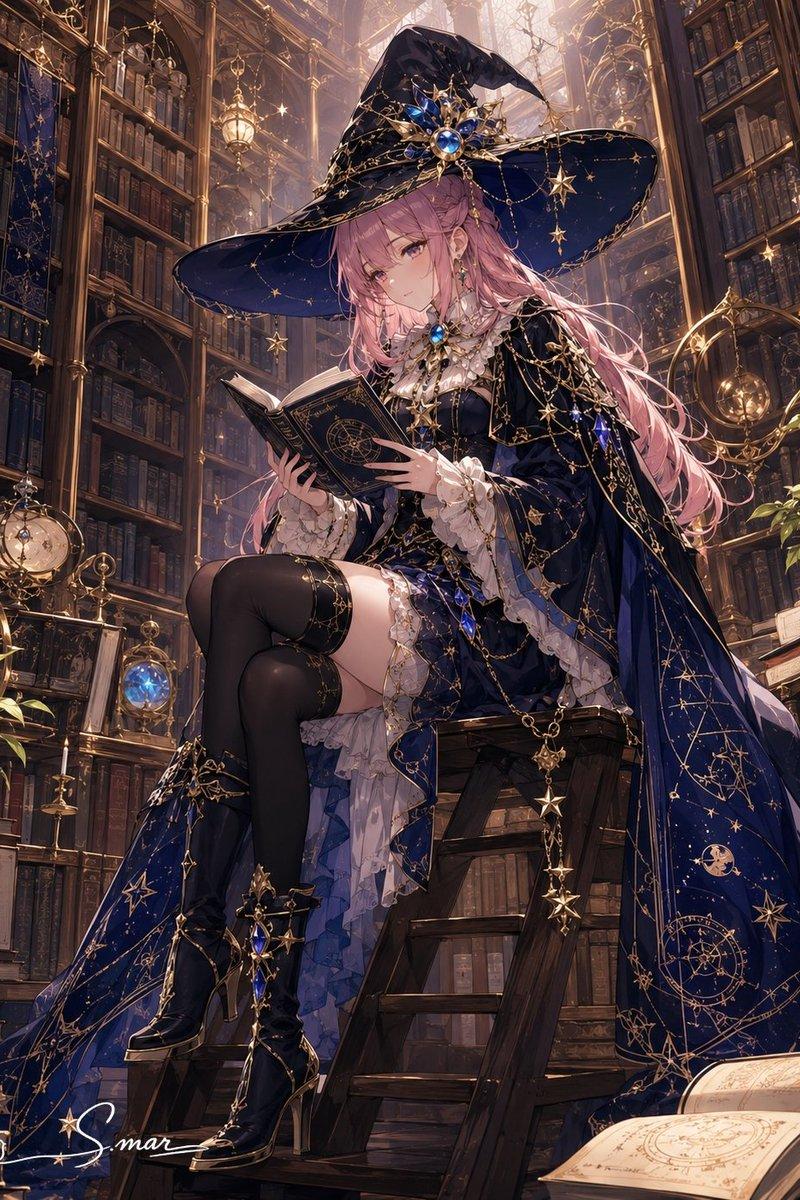 魔法图书馆中的星辰女巫