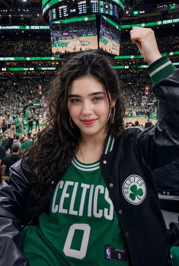 NBA 赛场上欢呼的凯尔特人球迷