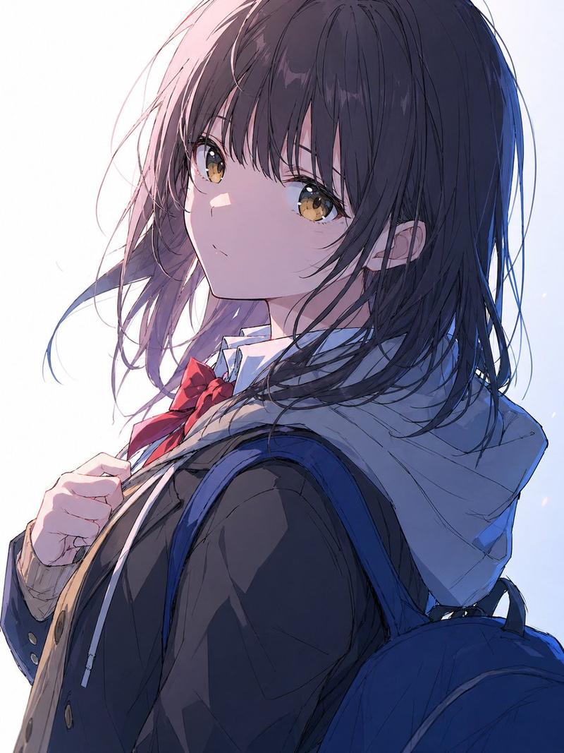 动漫女学生肖像（已遮挡）