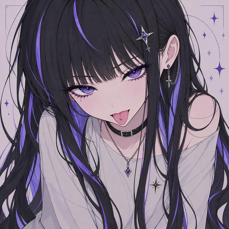 哥特风动漫少女肖像（带遮挡效果）