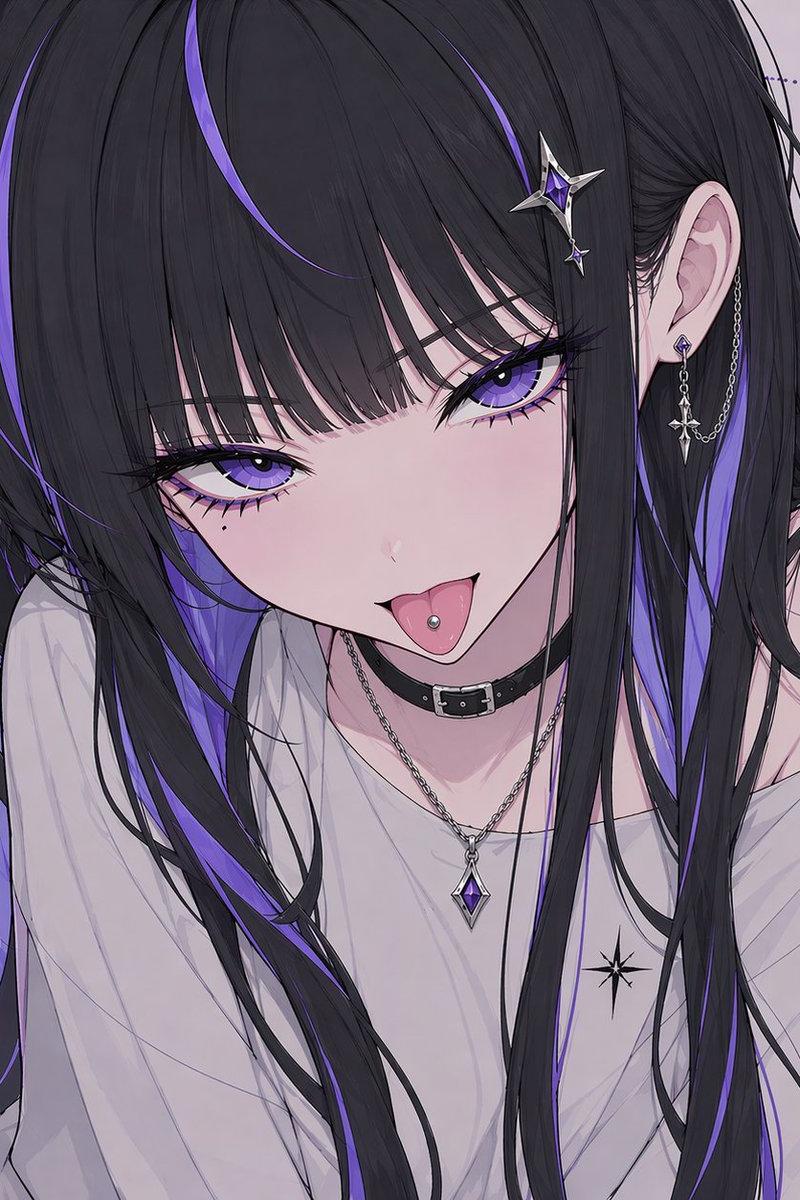 哥特风动漫少女肖像（带遮挡效果）