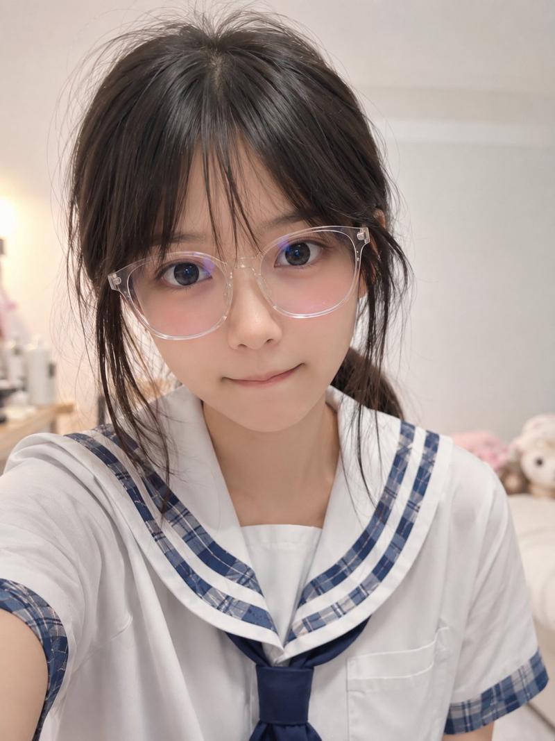 写实风格遮挡水手服自拍
