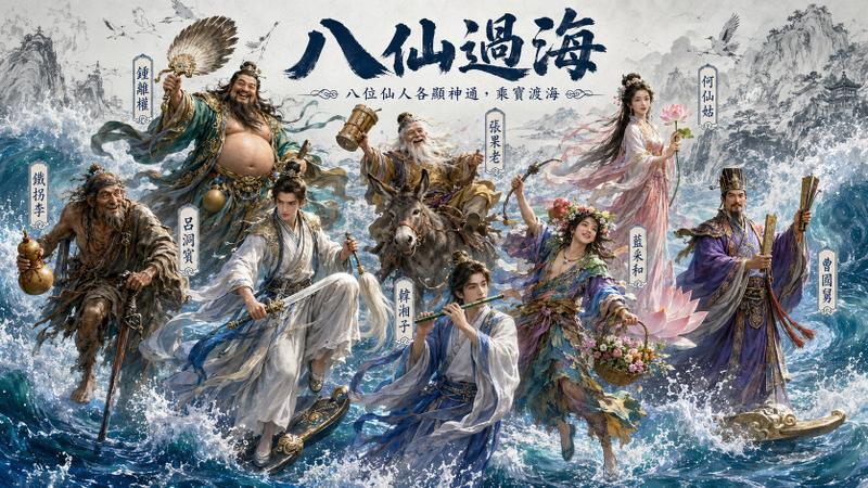混合 CGI 水墨中国风插画