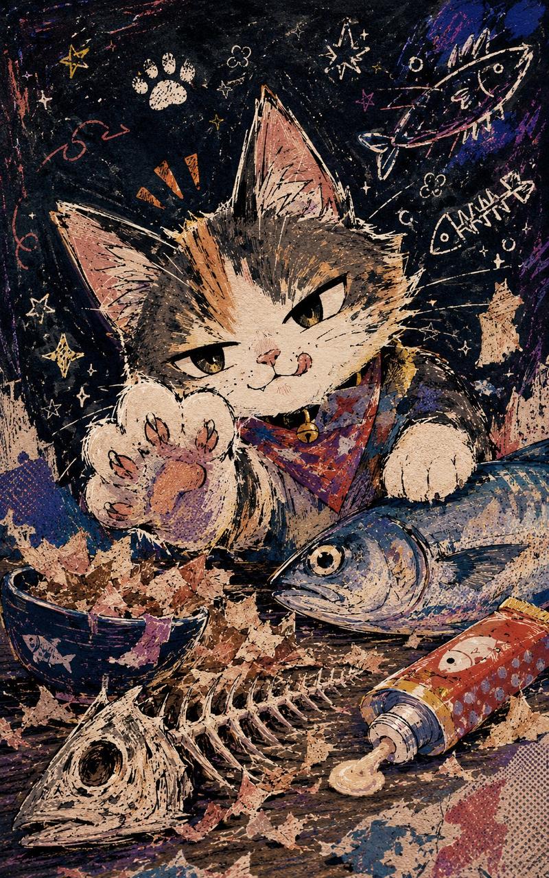 黑板风猫咪鱼宴