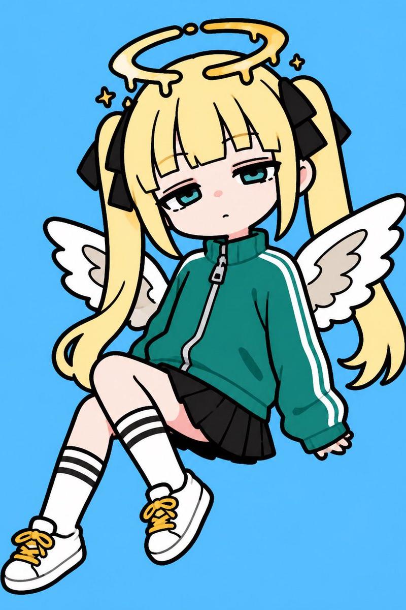 困倦的 Q 版天使女孩