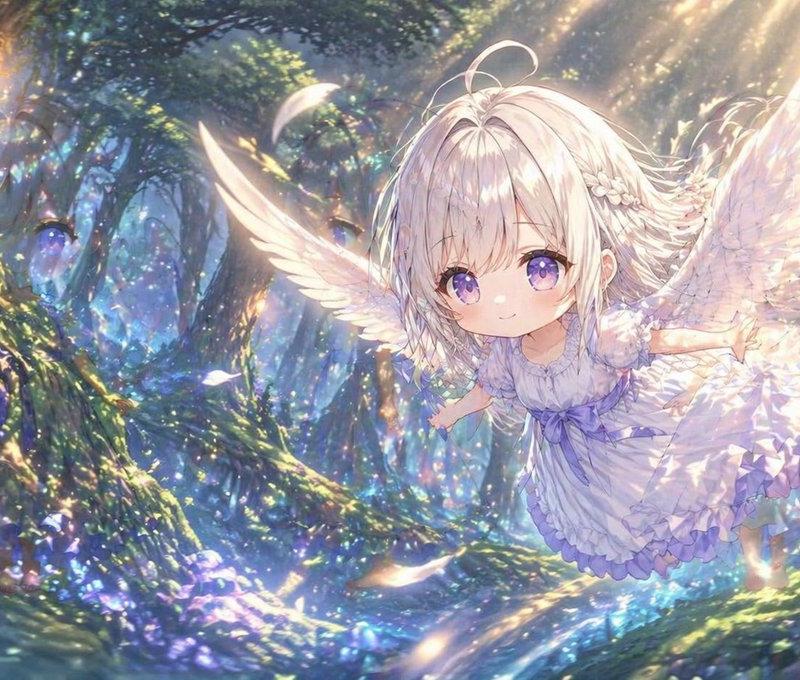 奇幻森林中的 Q 版天使