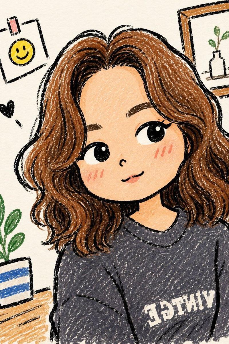 Q 版女孩蜡笔插画