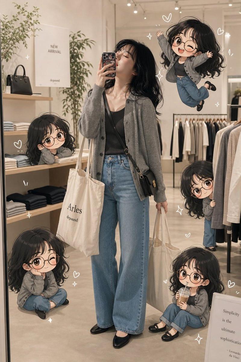 Q 版精品店镜面自拍