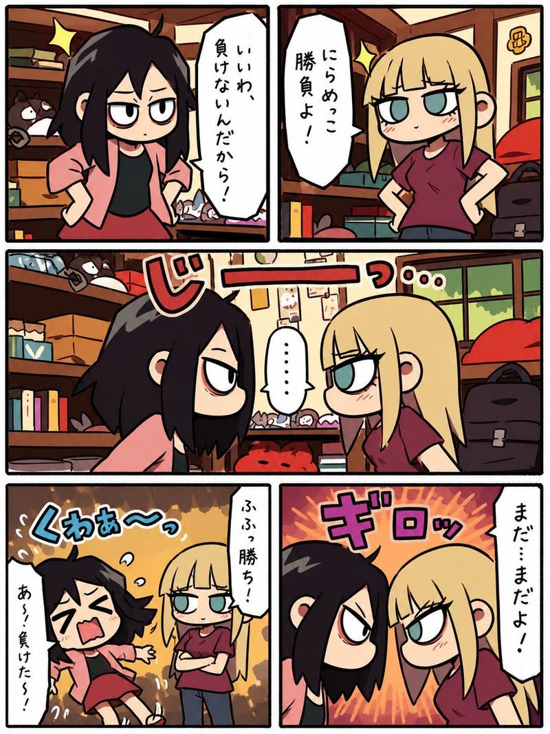 Q 版对视比赛漫画页面