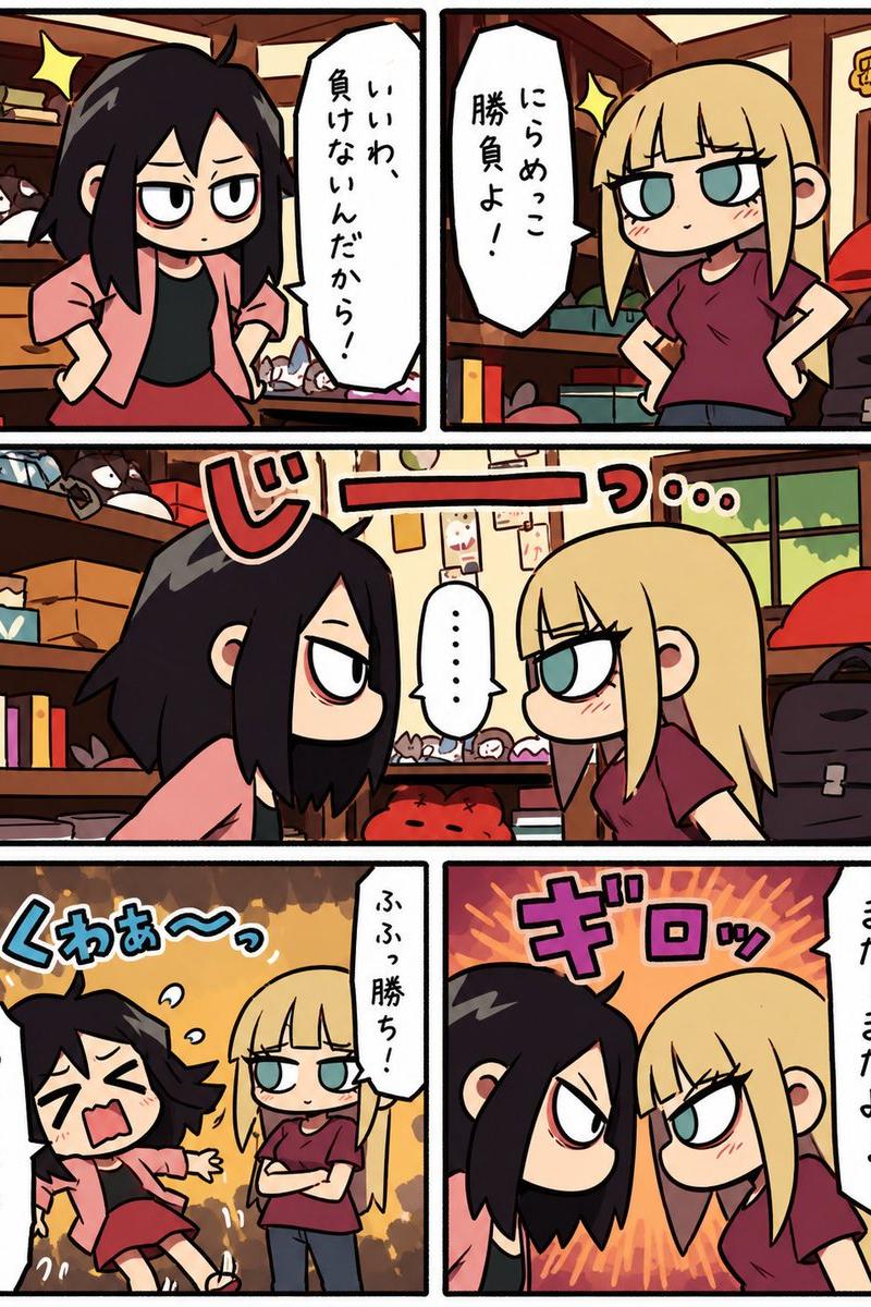 Q 版对视比赛漫画页面