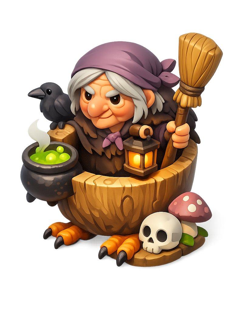 Chibi Witch Owl Figurine