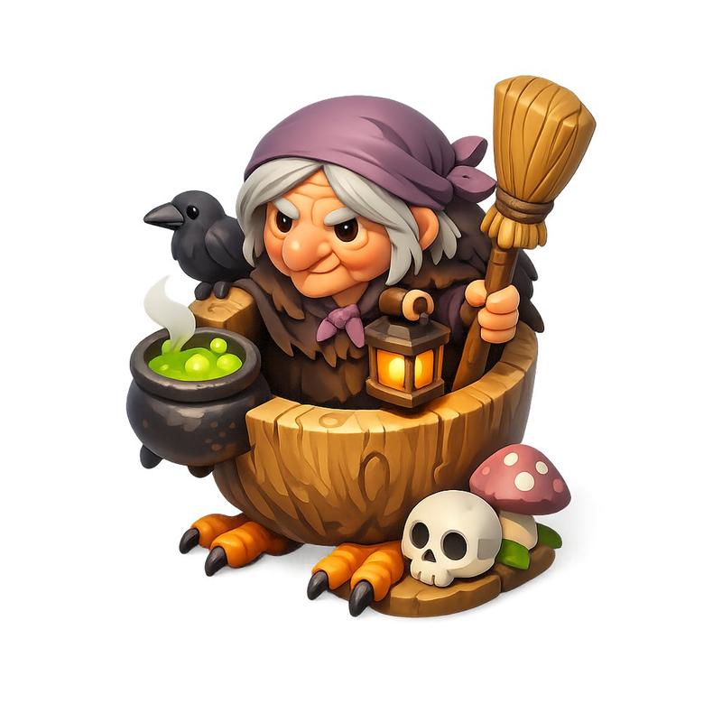 Chibi Witch Owl Figurine